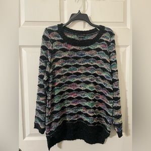 Lauren Michelle knit multi colored sweater with silver strands Size Small